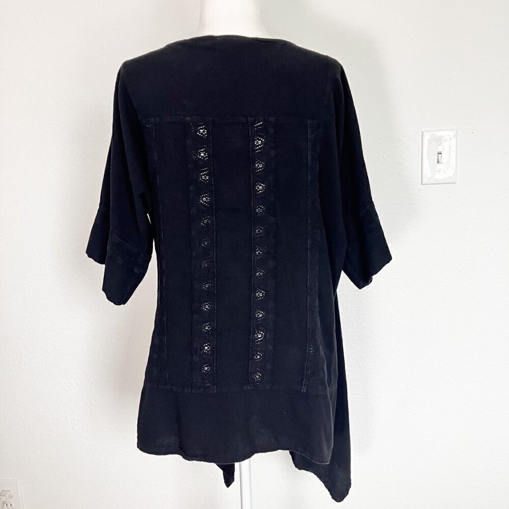 Dunes Relaxed Fashion 100% Cotton Black Open Cardigan Swimsuit Cover Up Large - Picture 9 of 12